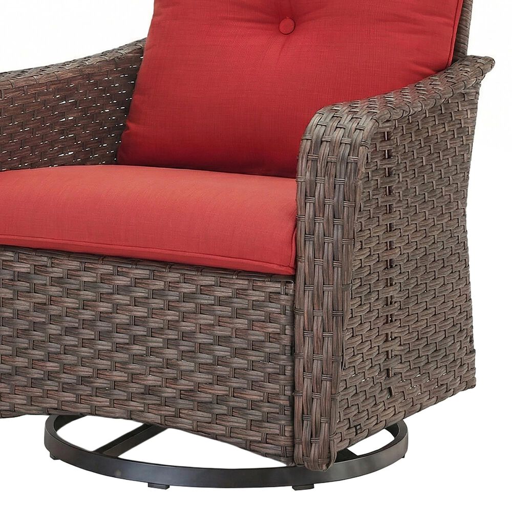 Sunwell Garden 34" Patio Swivel Glider Chair with Wicker Armrest in Navy (Set of 2), , large
