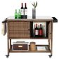 Hearth and Haven Outdoor Wicker Bar Cart with Glass Top in Brown, , large