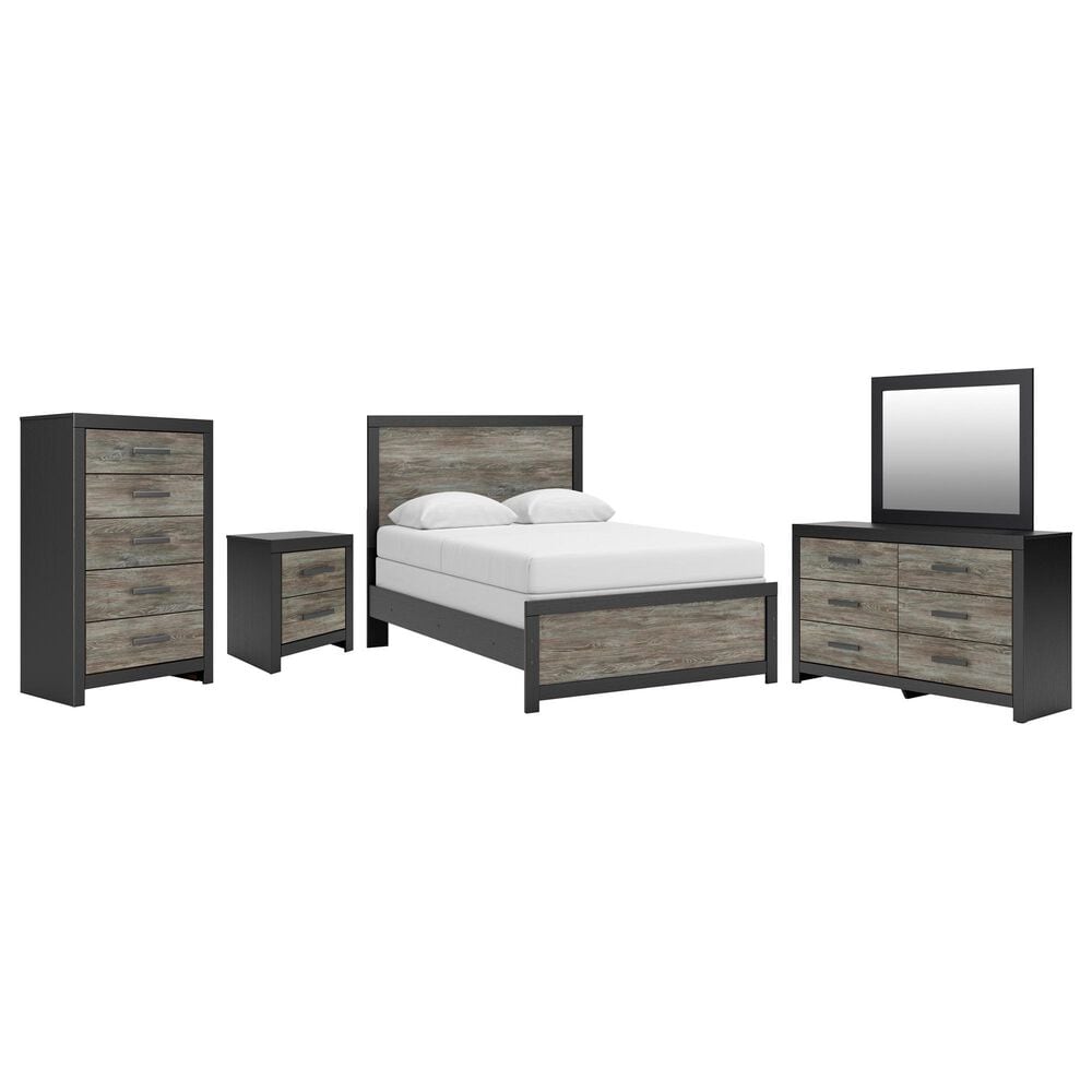 Ashley Broachmyn 5-Piece Full Panel Bedroom Set in Black and Gray, , large