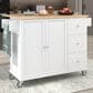 HOMLUX 53" Rolling Mobile Kitchen Island with Solid Wood Top and Locking Wheels in White, , large