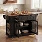 HOMLUX 54" Mobile Kitchen Island with Glass Door Storage in Walnut and Black, , large