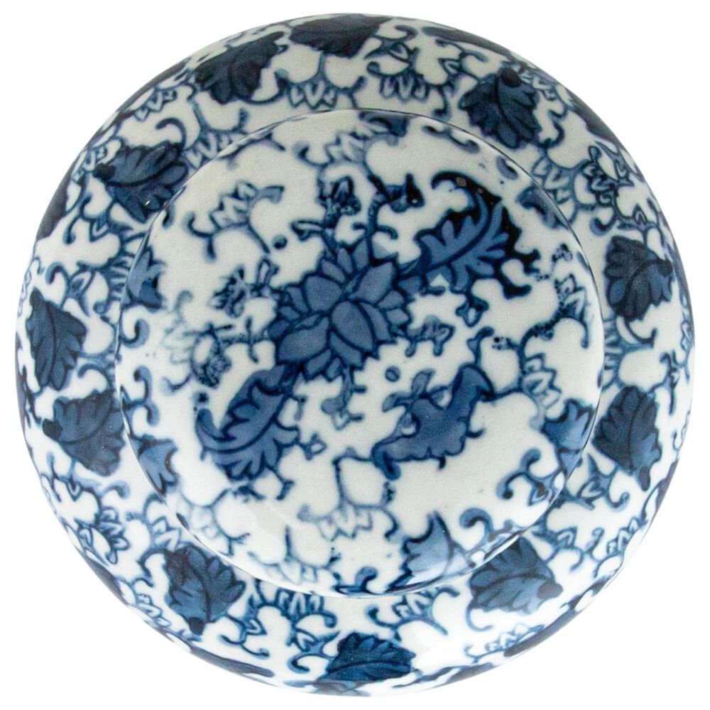 Creative Coop Decorative Small Ceramic Ginger Jar with Lid in Blue and White, , large