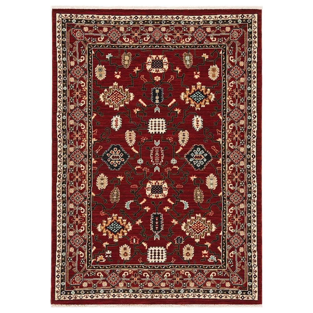 Oriental Weavers Lilihan Oriental 043S6 6"7" x 9"6" Red and Black Area Rug, , large