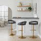 LumiSource Grotto Adjustable Bar Stool with Grey Faux Leather Upholstery in Gold (Set of 2), , large