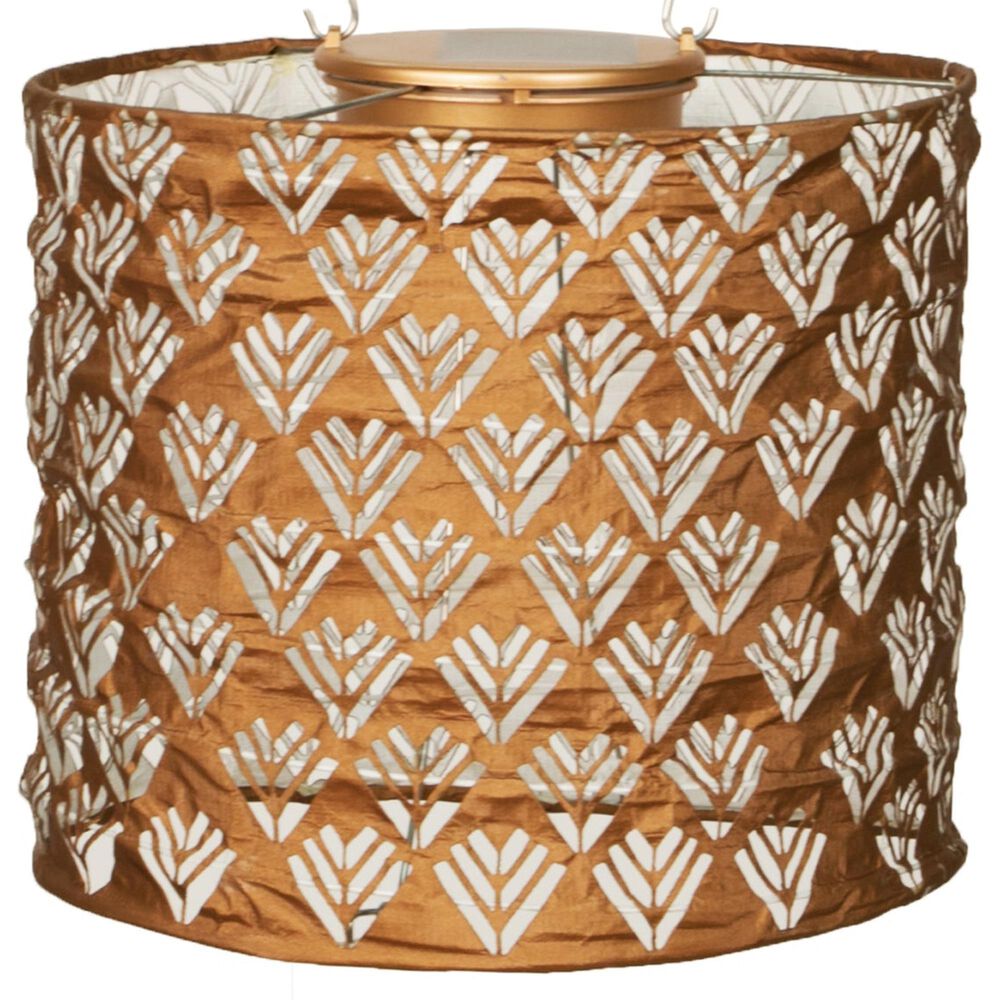 Allsop Soji Stella Drum Chevron Solar Lantern in Copper, , large