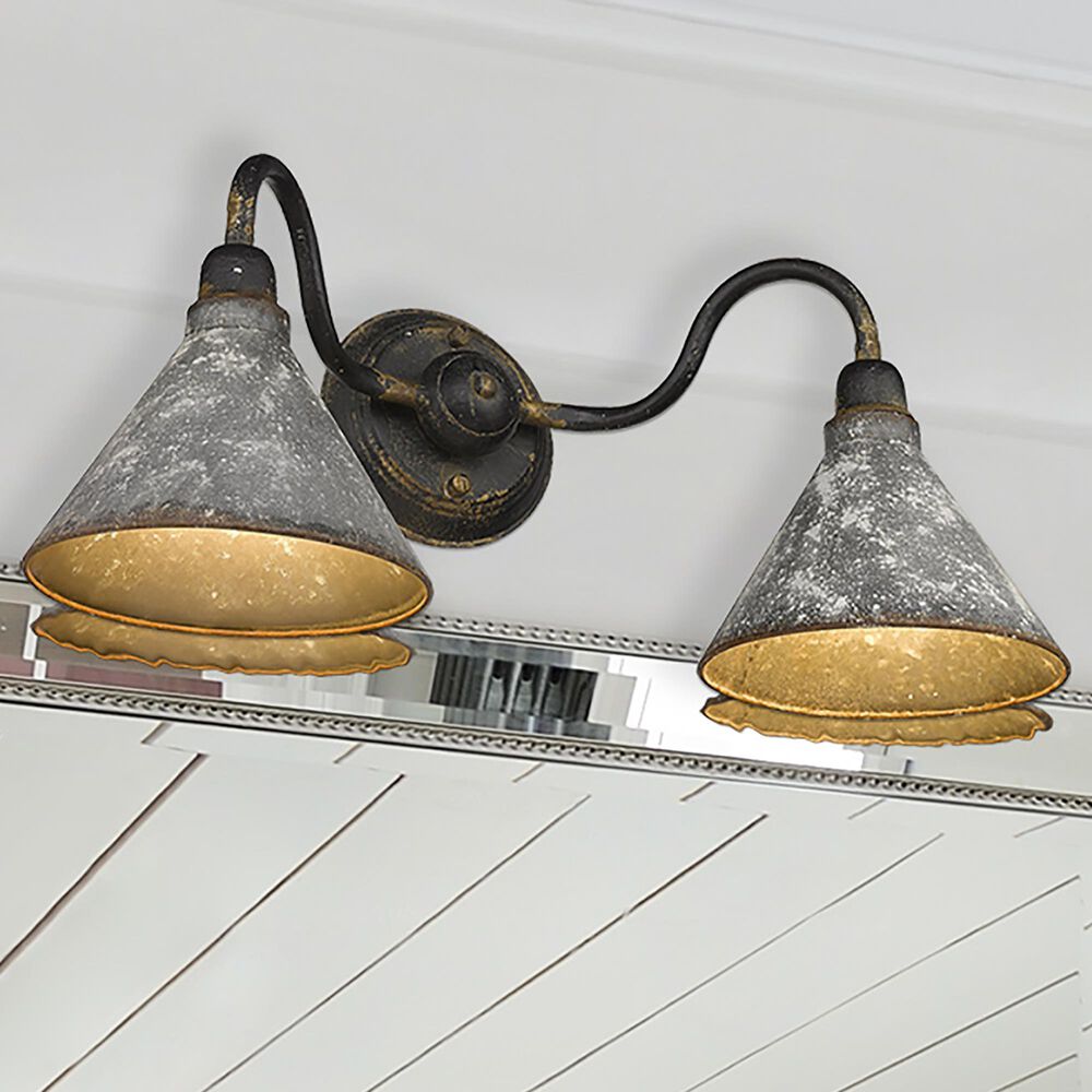 Golden Lighting Jasper 2-Light Bath Vanity in Antique Black Iron, , large