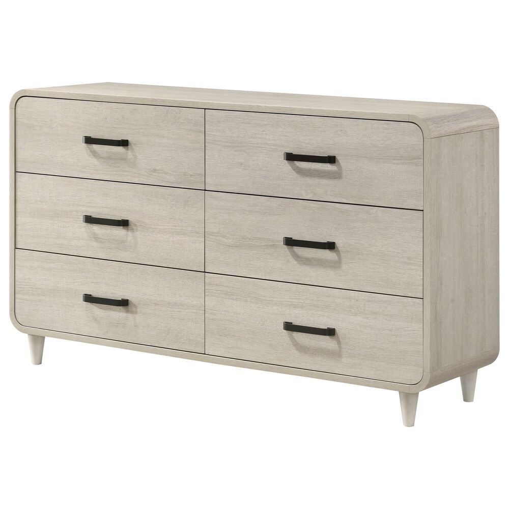 Crown Mark Nyomi 6 Drawer Dresser and Mirror in White, , large