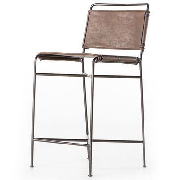Four Hands Wharton Counter Stool in Distressed Brown, , large