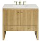 James Martin Vanities Hudson 36" Single Bathroom Vanity in Light Natural Oak with 3 cm Lime Delight Quartz Top and Rectangular Sink, , large