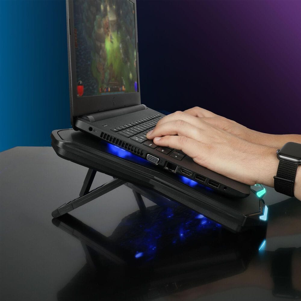 Enhance Infiltrate 3 Laptop Cooling Pad with RGB LED Lights in Black, , large