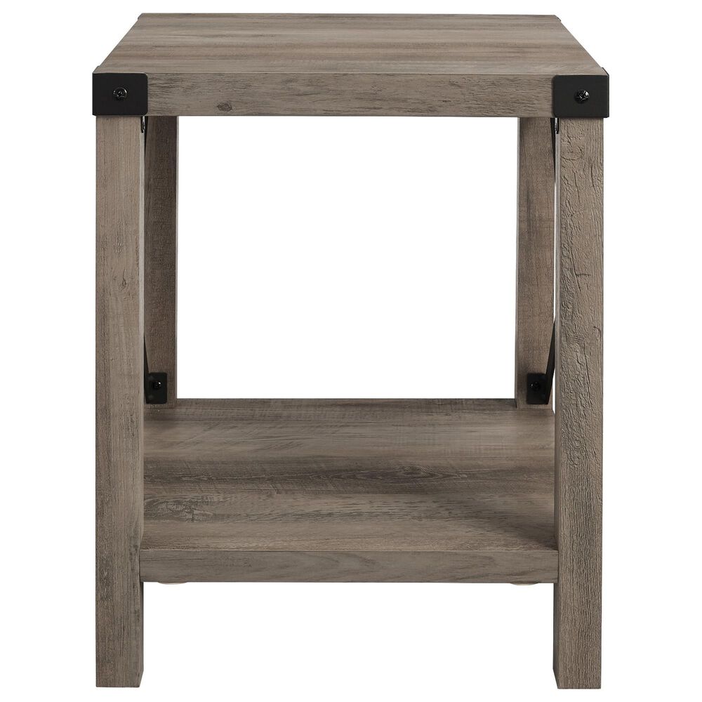 Walker Edison Barn Door Side Table in Grey Wash, , large