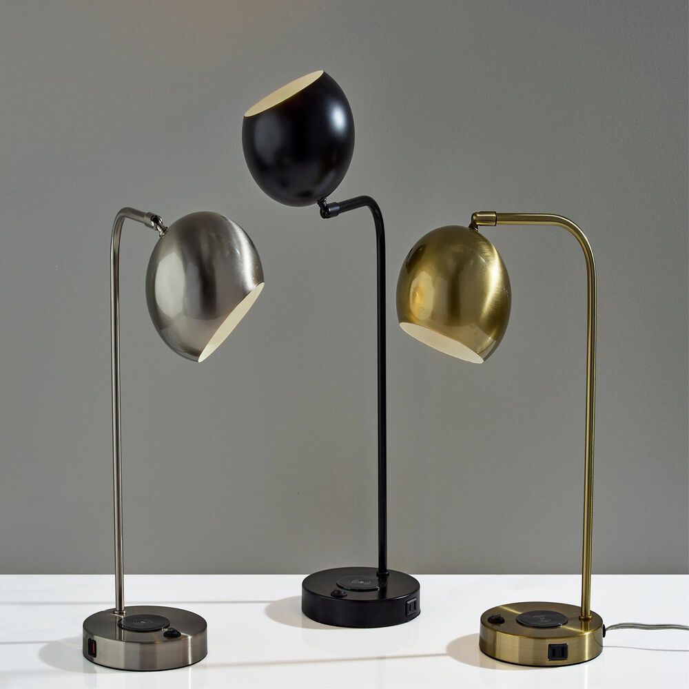 Adesso Emery Desk Lamp with Supercharger in Black, , large