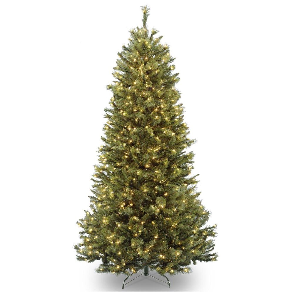 National Tree 7.5" Rocky Ridge Slim Pine Hinged Tree with 600 White Lights, , large