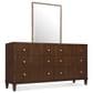 Hooker Furniture Archives 6-Drawer Dresser with Mirror in Classic Walnut and Satin Brass, , large