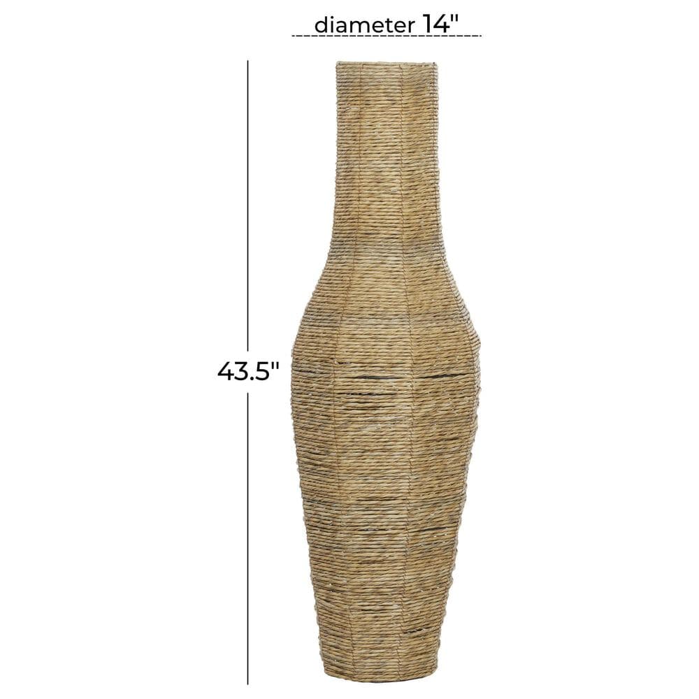 Maple and Jade 44&quot; Faux Seagrass Handmade Floor Decorative Vase in Brown and Black, , large