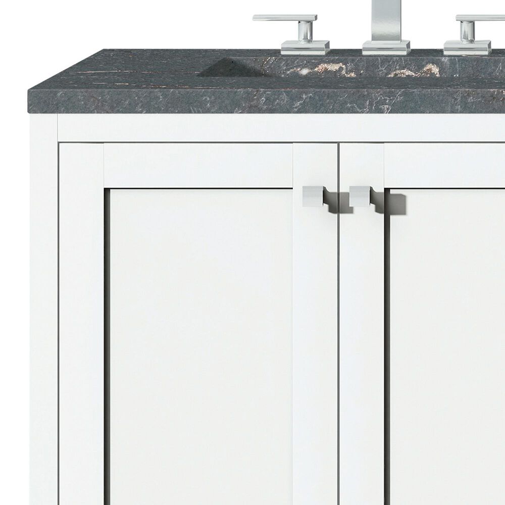 James Martin Vanities Addison 72&quot; Double Bathroom Vanity in Glossy White with 3 cm Parisien Bleu Quartz Top and Rectangular Sinks, , large