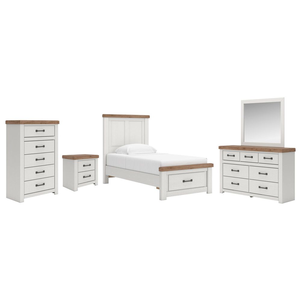 Ashley Savonport 5 Piece Twin Storage Bedroom Set in White and Brown, , large