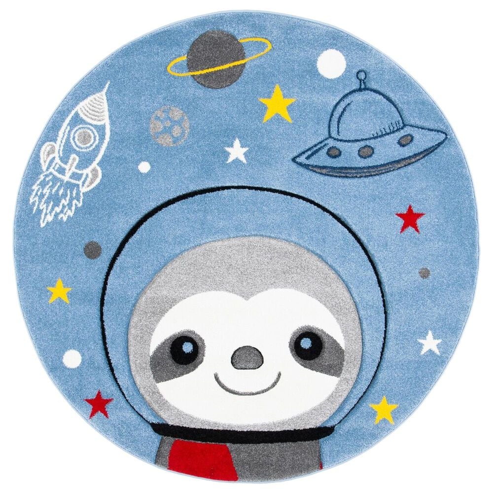Safavieh Carousel Outer Space 3" Round Blue and Grey Kids Area Rug, , large