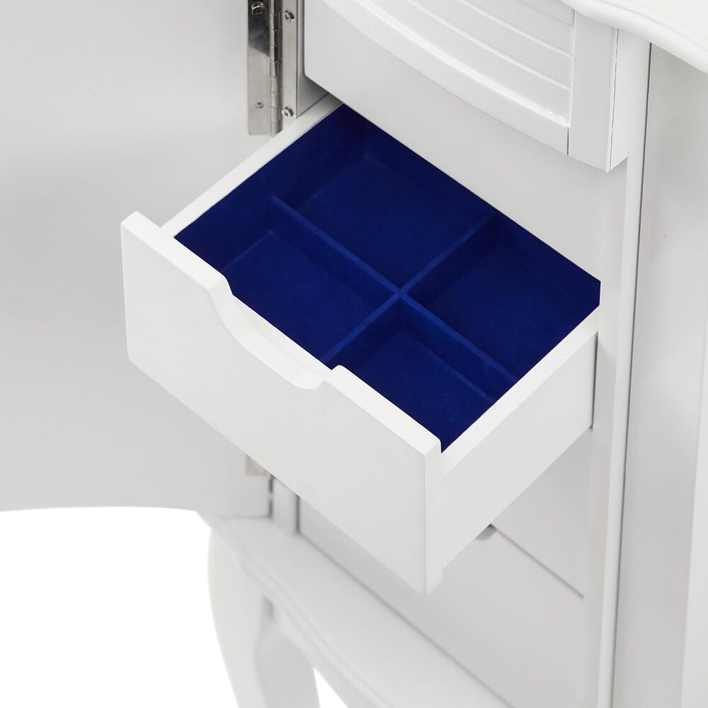 Linden Boulevard White 4 Drawer Jewelry Armoire in White, , large