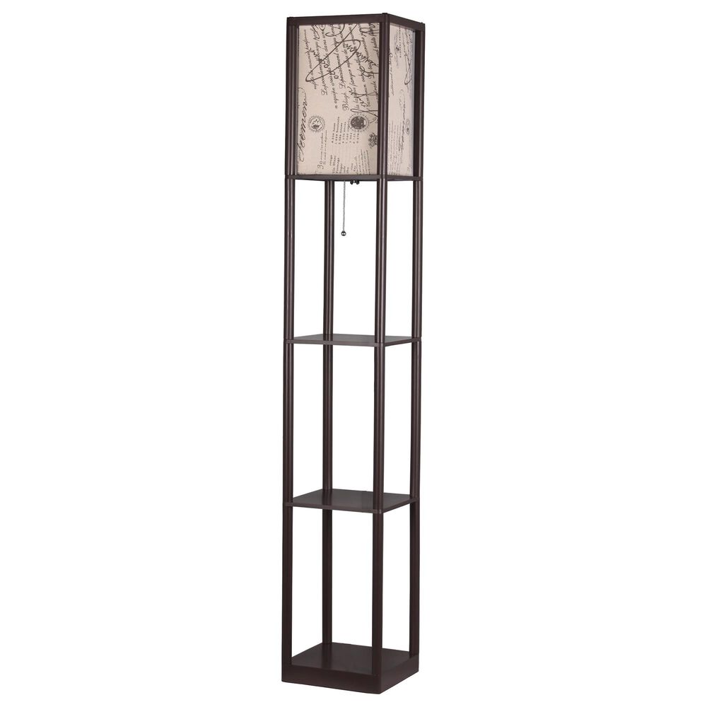 Adesso Script Shelf Floor Lamp in Brown, , large