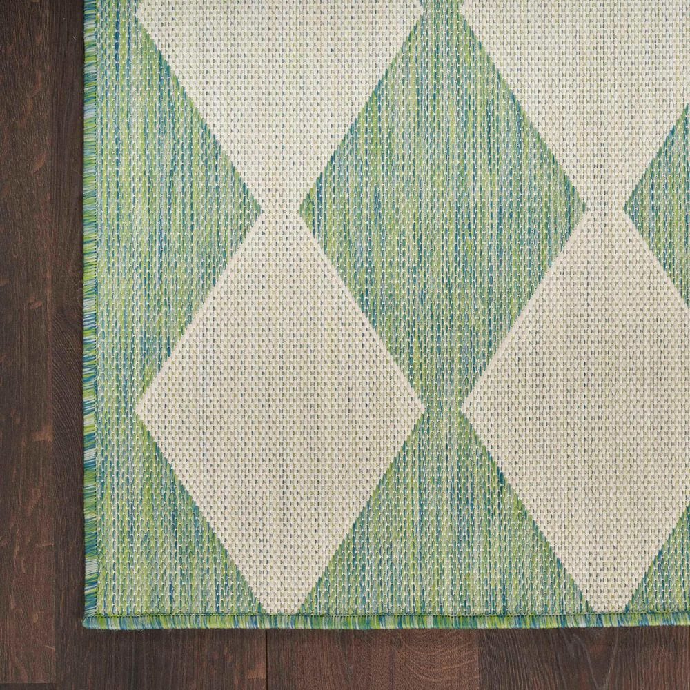 Nourison Positano Geometric Blue and Green 8&#39; x 10&#39; Indoor/Outdoor Area Rug, , large