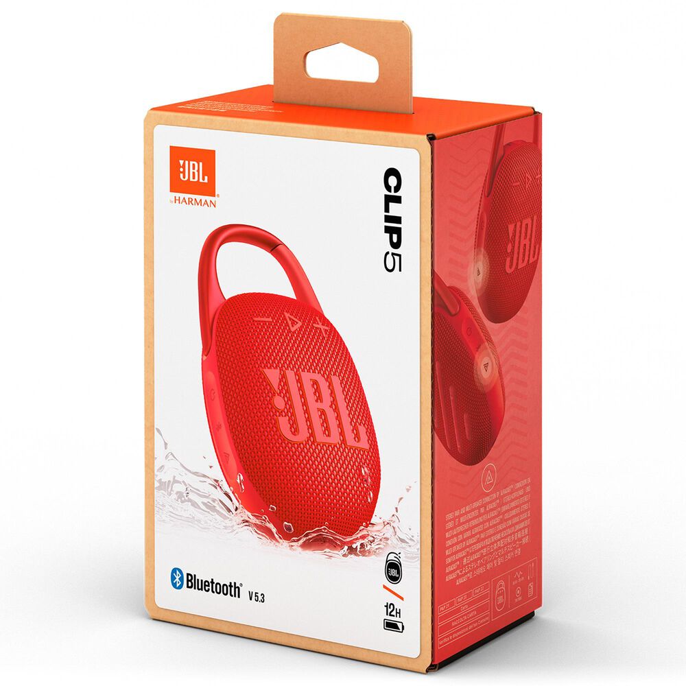 JBL Clip 5 Portable Waterproof Bluetooth Speaker in Red, , large