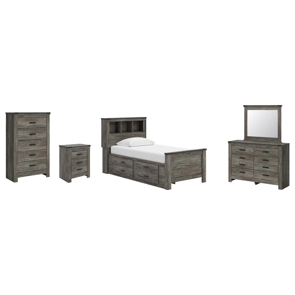 Ashley Frandern 5-Piece Twin Storage Bedroom Set in Rustic Warm Gray, , large
