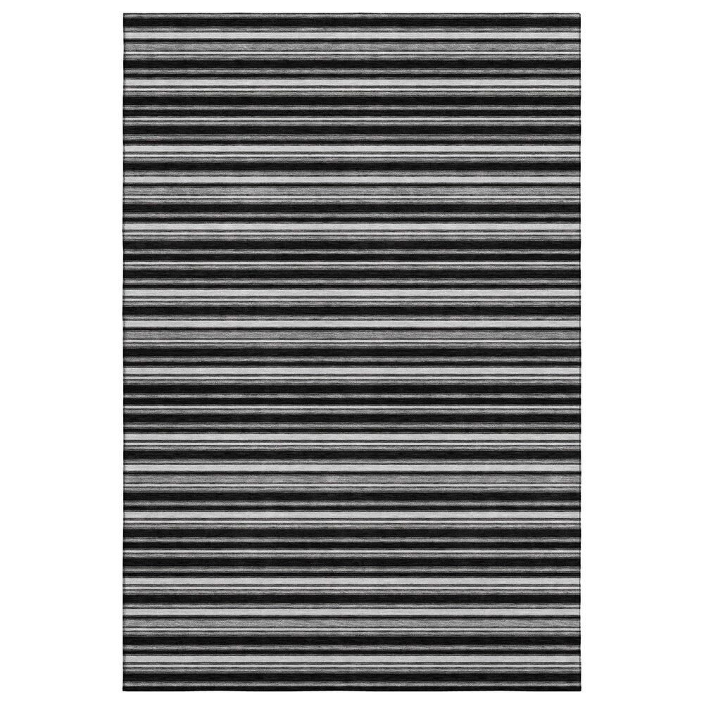 Dalyn Rug Company Soft Essentials Striped Black 8" x 10" Indoor/Outdoor Area Rug, , large