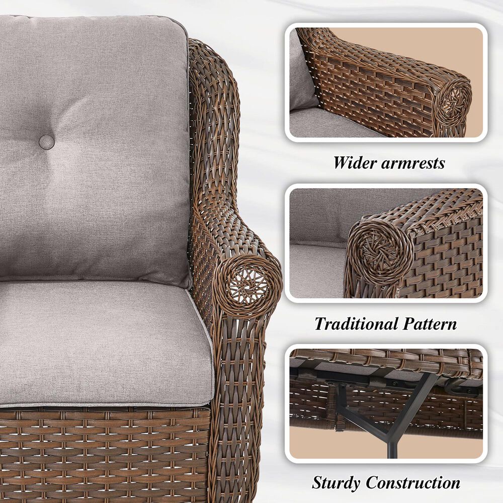 Sunwell Garden 2-Seater Patio Loveseat with Floral Armrests in Gray, , large