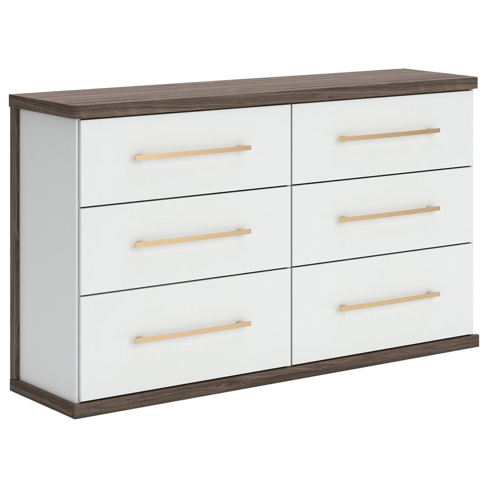 Ashley Kendanport Queen Upholstered Bed with Dresser, Chest, and Two Nightstands in Brown and White, , large