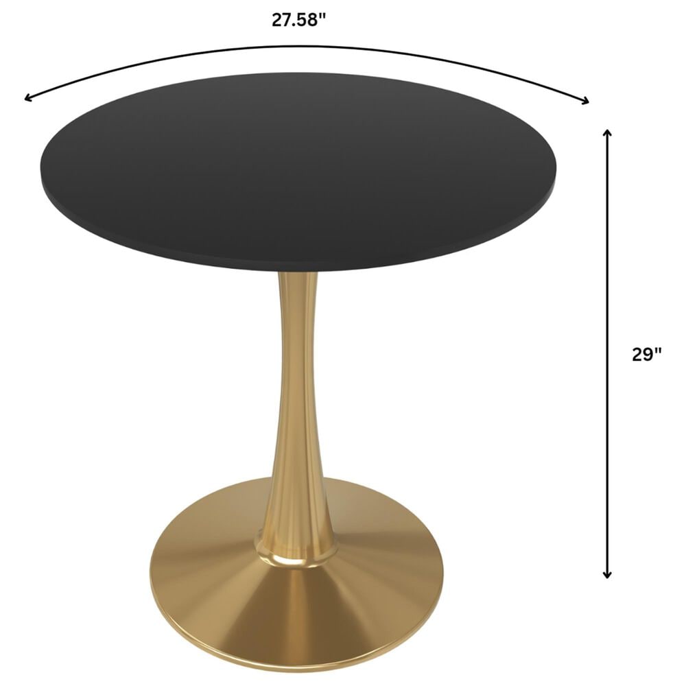Leisuremod Bristol 27&quot; Round Dining Table with MDF Top in Gold and Black - Table Only, , large