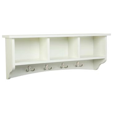 Timberlake Shaker Cottage Storage Wall Shelf with Coat Hook in Ivory, , large