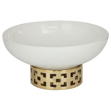 Maple and Jade 7" x 11" Decorative Bowl in Glossy White and Gold, , large