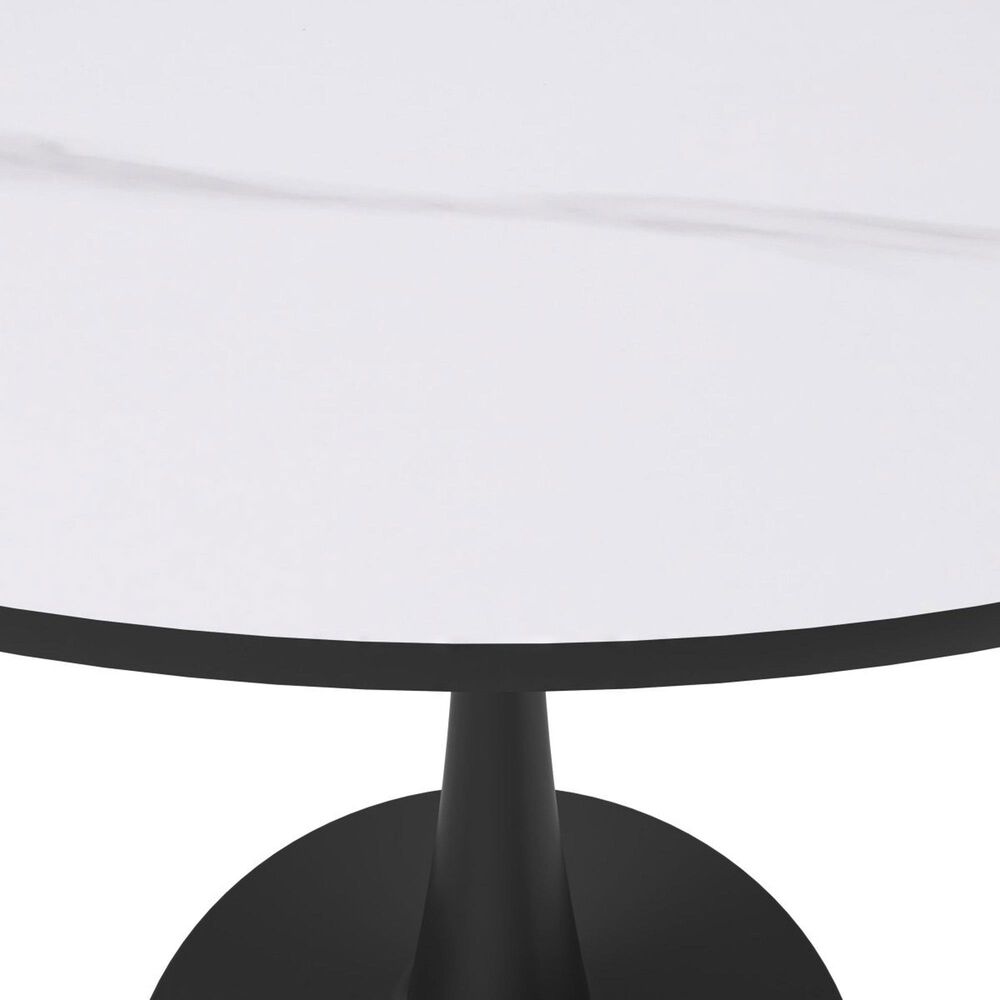 Leisuremod Leisuremod Bristol 31 round dining table Black base with White Sintered stone Top, , large