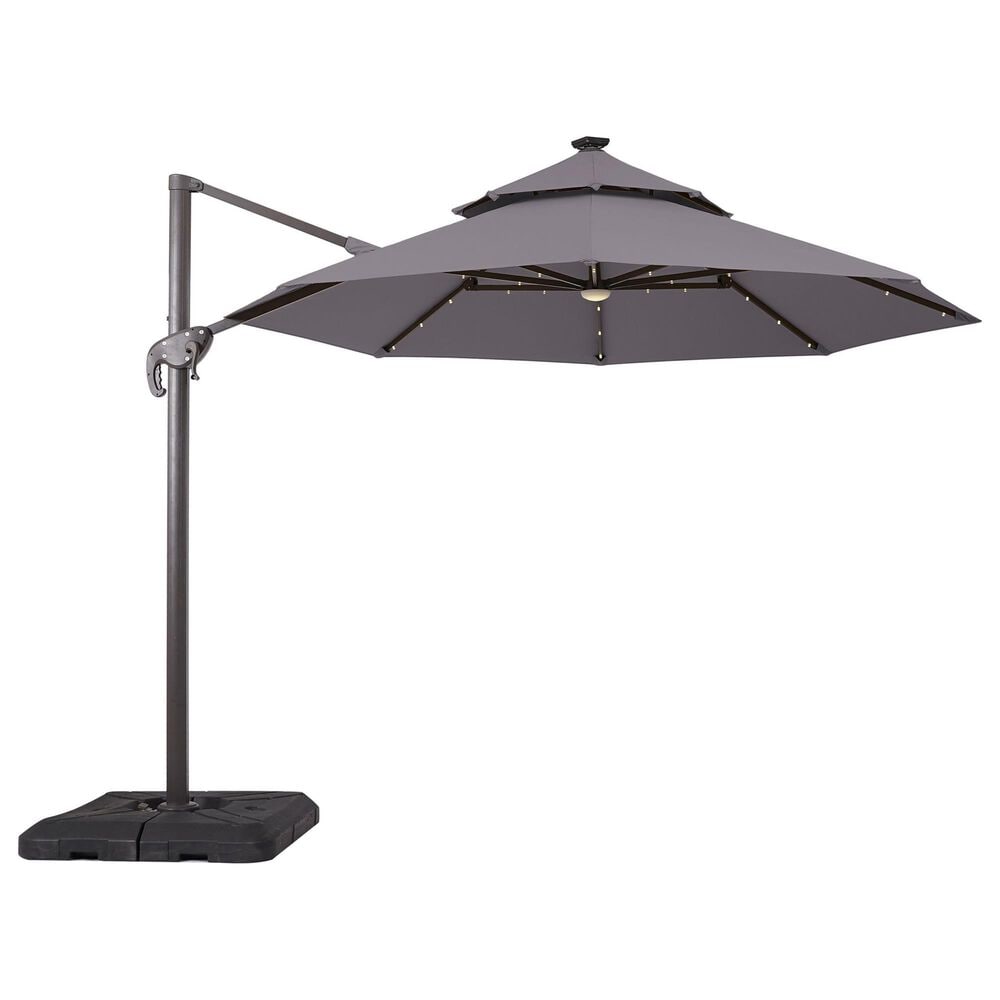 Furniture of America Ausma 10" LED Light Double Top Octagon Patio Umbrella with Base in Gray, , large