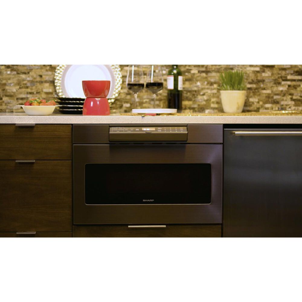 Sharp 24" Flat Panel Microwave Drawer in Black Stainless, , large