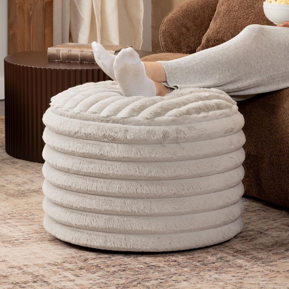 Jaxx Paran Round Ottoman in Mondo Grey, , large