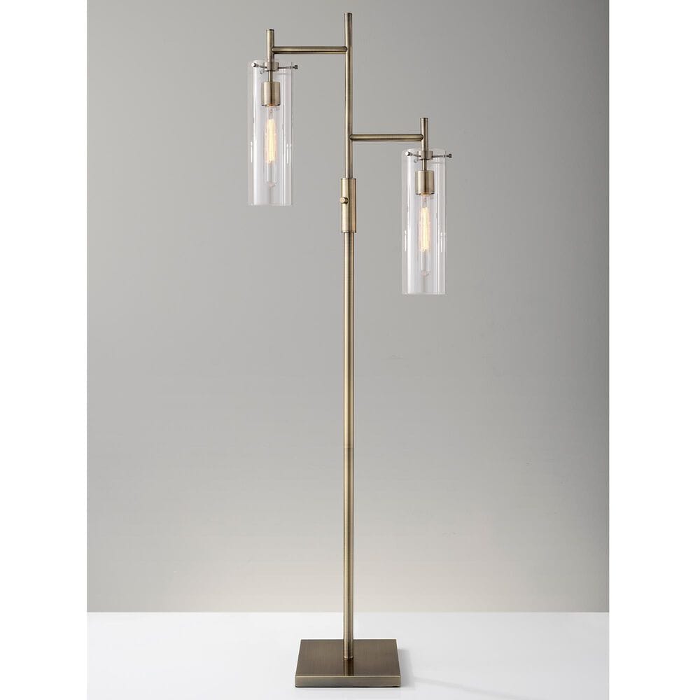 Adesso Dalton 2-Light Floor Lamp in Antique Brass, , large