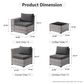 HOMLUX 6-Piece Outdoor Wicker Sectional Patio Furniture Set in Black, , large