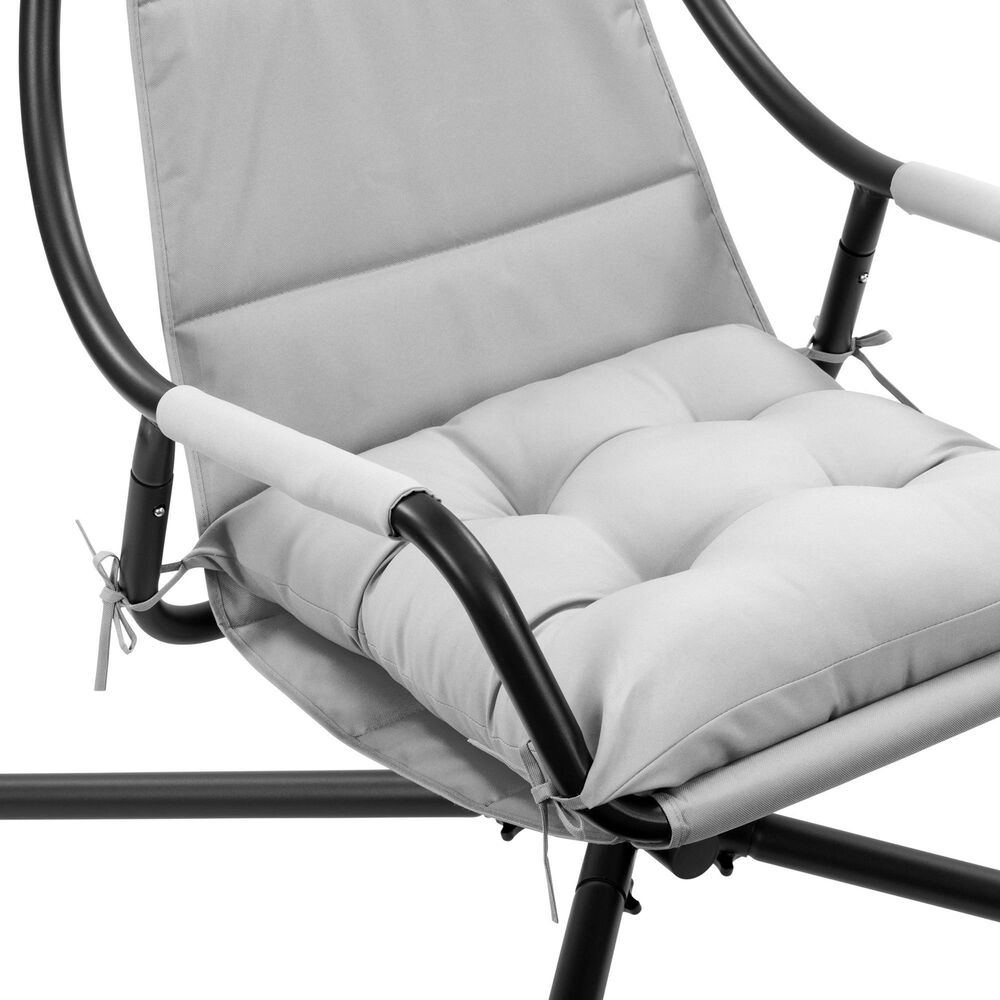 CorLiving Kingsley Chaise Lounge Chair with Canopy in Light Grey, , large