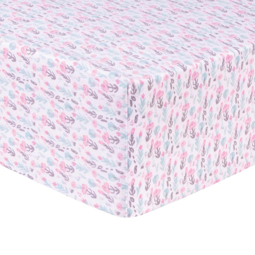 Trend Labs Painterly Floral Deluxe Flannel Fitted Crib Sheet in White, , large