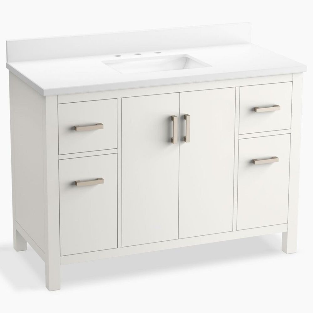 Kohler Kresla 48" Single Bathroom Vanity in White with 3 cm White Quartz Top and Rectangular Sink, , large