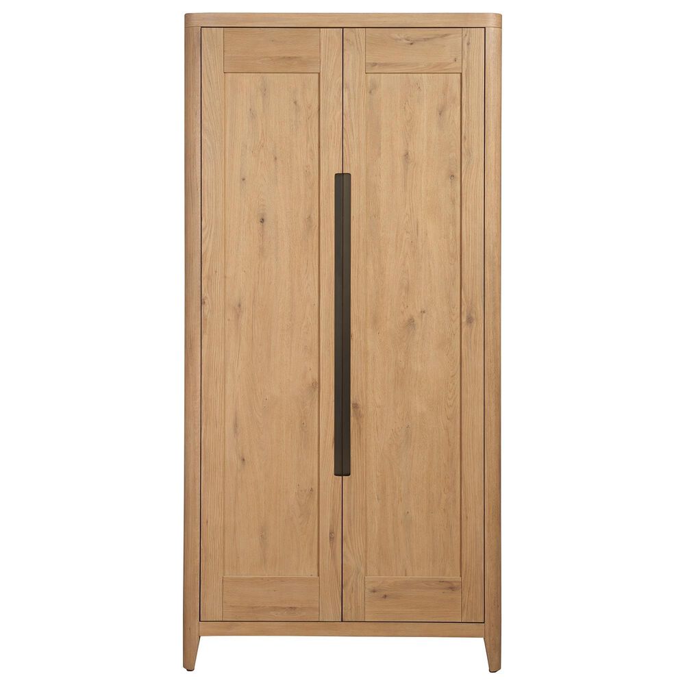 Universal Furniture Modern Walker 4 Piece King Panel Bedroom Set in Natural Oak with AC Outlets and USB Ports, , large