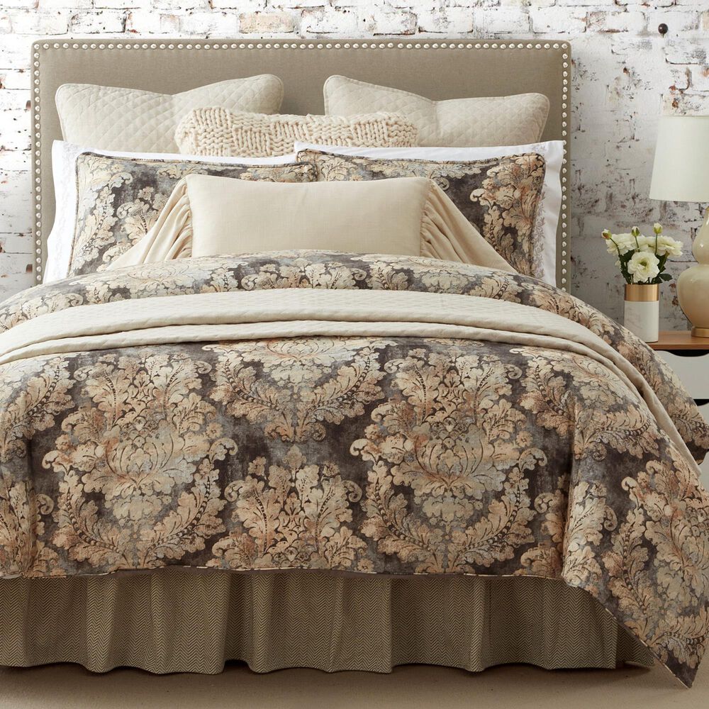 HiEnd Accents Victoria 3-Piece King Comforter Set in Gray, Cream, Tan, Light Blue and Rust, , large