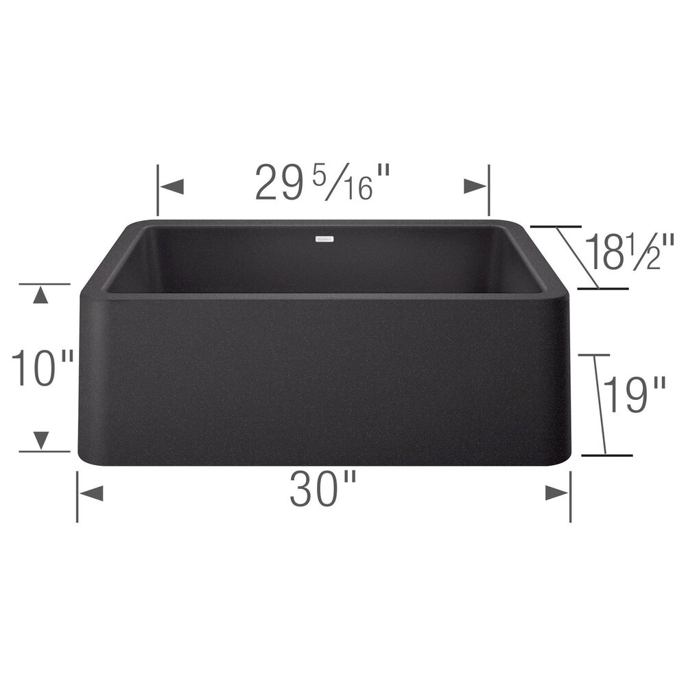 Blanco Ikon 30&quot; Apron Single Bowl Farmhouse Sink in Anthracite, , large