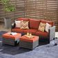 HOMLUX 3-Piece 77" Patio Sofa and Ottoman Set in Orange, , large