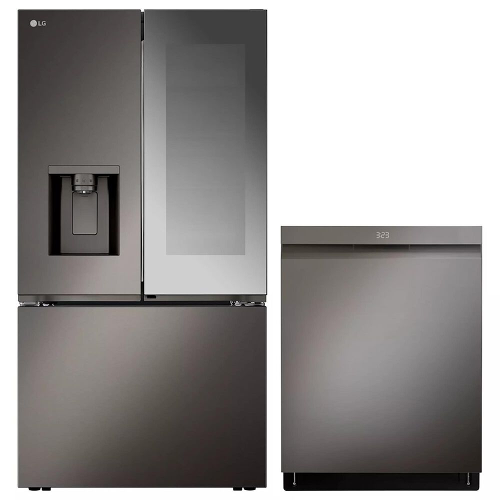 LG 2-Piece Kitchen Package with 26 Cu. Ft. French Door Refrigerator and Pocket Handle Dishwasher in Black Stainless Steel, , large