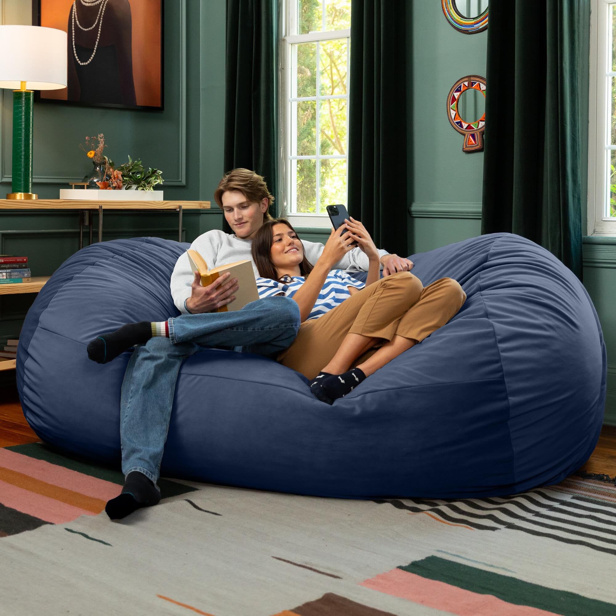 Jaxx Grand Lounger 7' Bean Bag Sofa in Navy