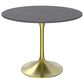 Leisuremod LeisureMod Verve Collection 36 Round Dining Table, Brushed Gold Base with Sintered Stone Grey Top, , large