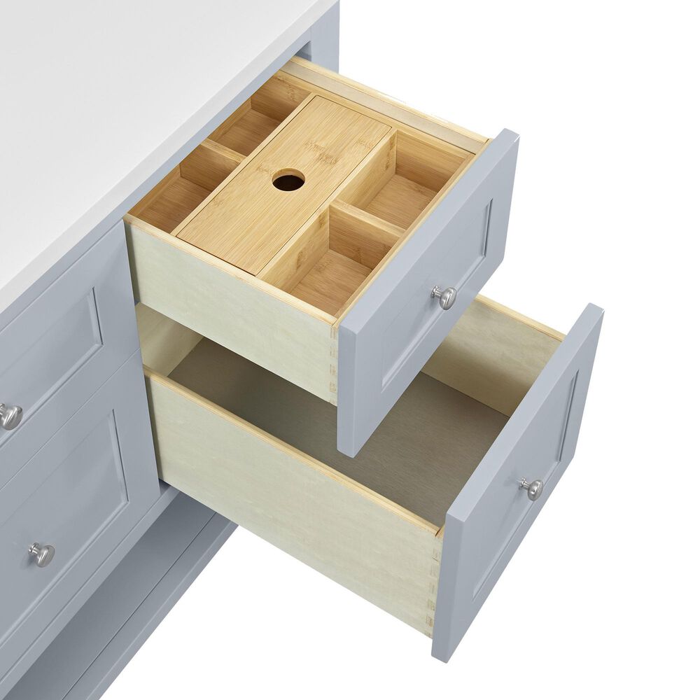 James Martin Vanities Breckenridge 60" Single Bathroom Vanity in Serenity Blue with 3 cm Victorian Silver Quartz Top, Rectangular Sink and FreePower Wireless Charger, , large